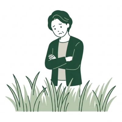 腕を組んで困った顔をしている人のイラスト